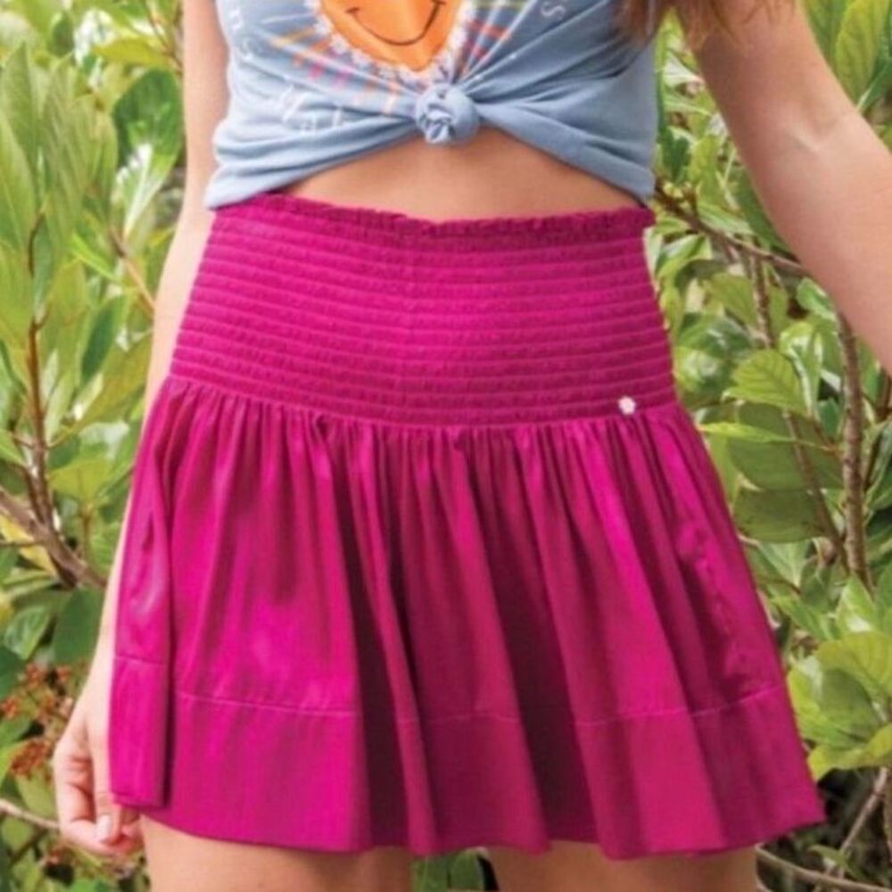 Natural Life Women's NWT NIB Magenta Satin Wide Leg Mini Skort Size L/XL